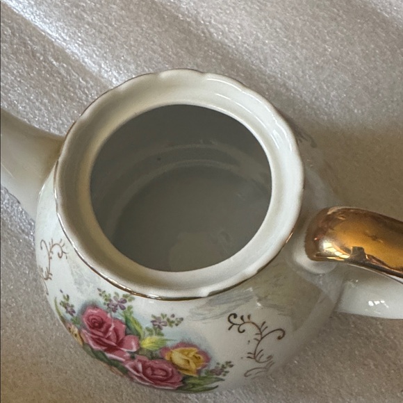 Antique Floral Teapot with Gold Accents - Picture 4 of 11